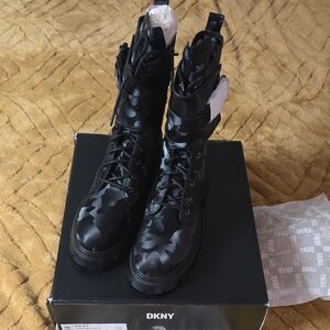 DKNY Black Combat & Moto Boots